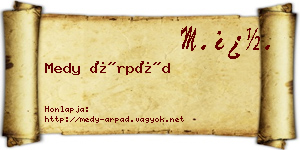 Medy Árpád névjegykártya